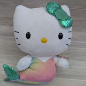 NEW TY Beanie Hello Kitty Mermaid Plush with Shiny Green Bow and Fins